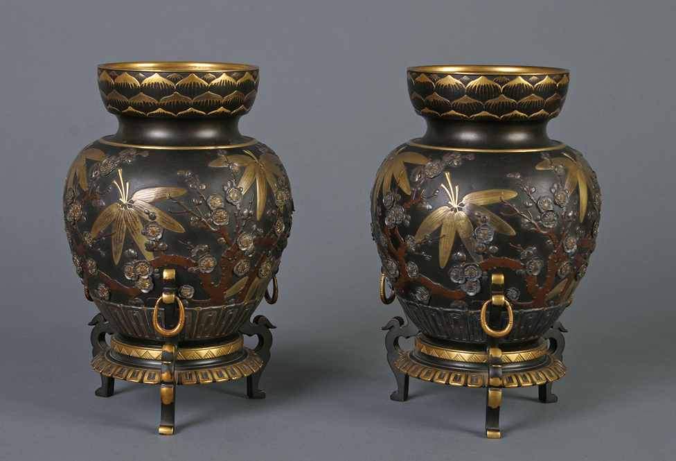 Pair of Japonisme Christofle Vases